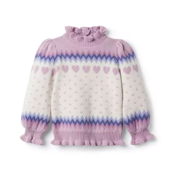 Janie and Jack Purple Fair Isle Sweater and Ombre Tulle Skirt Set 18-24 Month - Picture 2 of 8